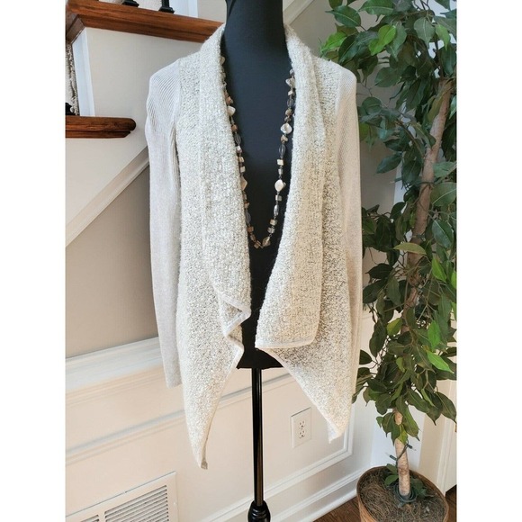New Direction White Women's Cotton & Acylic Long Sleeve Open Front Sweaters - Picture 1 of 11